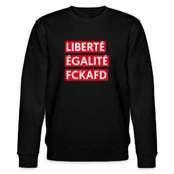 Liberté Égalité FCKAFD - Stanley/Stella Unisex Bio-Sweatshirt CHANGER  - Schwarz - Vorne - Nik (191cm) & Marisol (170cm)