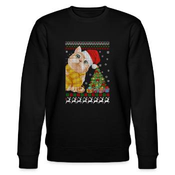 Cat Hello Christmas For Cat Lover Ugly Christmas - Stanley/Stella Unisex Bio-Sweatshirt CHANGER  - Schwarz - Vorne - Nik (191cm) & Marisol (170cm)