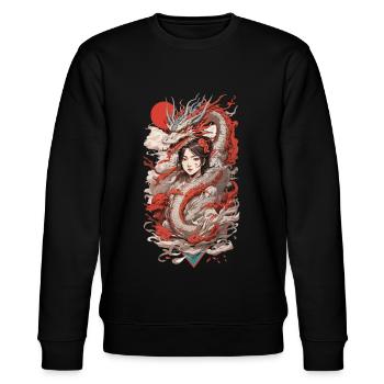 Dragon Anime Girl Style Ukiyo-e rétro - Sweat bio CHANGER Stanley/Stella Unisexe - noir - Devant - Nik (191cm) & Marisol (170cm)