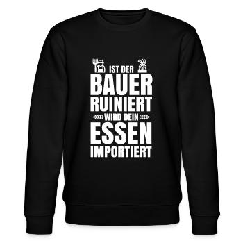 Ist Der Bauer Ruiniert - Demo Spruch LandwirtIn - Stanley/Stella Unisex Bio-Sweatshirt CHANGER  - Schwarz - Vorne - Nik (191cm) & Marisol (170cm)