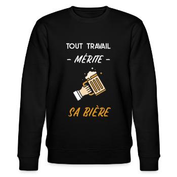Tout travail mérite sa bière - Sweat bio CHANGER Stanley/Stella Unisexe - noir - Devant - Nik (191cm) & Marisol (170cm)