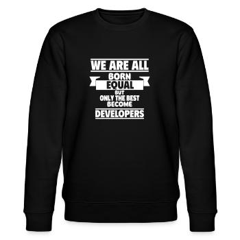 Only the best become developers - Stanley/Stella CHANGER Unisex Organic Sweatshirt - black - Front - Nik (191cm) & Marisol (170cm)