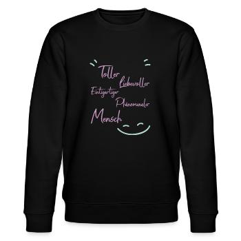 Weil du ein toller mensch bist - Stanley/Stella Unisex Bio-Sweatshirt CHANGER  - Schwarz - Vorne - Nik (191cm) & Marisol (170cm)