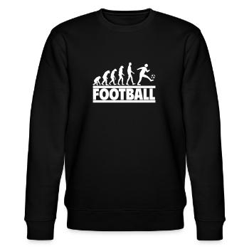 Fußball-Evolution: Vom Mensch zum Fußballspieler - Stanley/Stella Unisex Bio-Sweatshirt CHANGER  - Schwarz - Vorne - Nik (191cm) & Marisol (170cm)