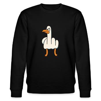 Mittelfinger Gans Möwe - Stanley/Stella Unisex Bio-Sweatshirt CHANGER  - Schwarz - Vorne - Nik (191cm) & Marisol (170cm)