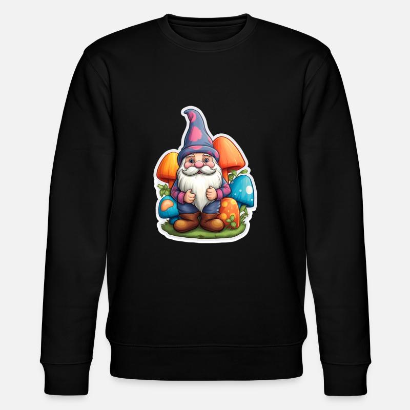Nain entouré de champignons - Sweat bio CHANGER Stanley/Stella Unisexe - noir