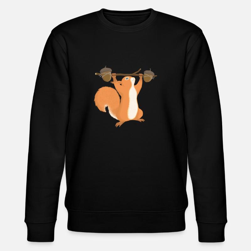 Eichhörnchen beim Krafttraining - Stanley/Stella Unisex Bio-Sweatshirt CHANGER  - Schwarz