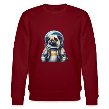 Mops Hund im Raumanzug Lustige Geschenkidee - Stanley/Stella Unisex Bio-Sweatshirt CHANGER  - Burgunderrot - Vorne - Nik (191cm) & Marisol (170cm)