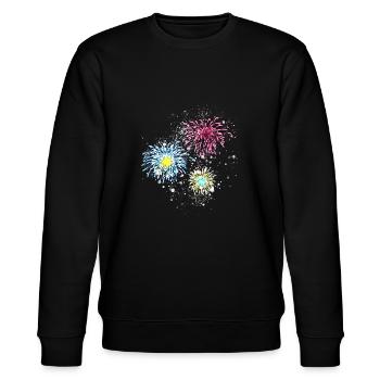 feuerwerk,raketen,sterne,silvester,graffiti,bunt - Stanley/Stella Unisex Bio-Sweatshirt CHANGER  - Schwarz - Vorne - Nik (191cm) & Marisol (170cm)
