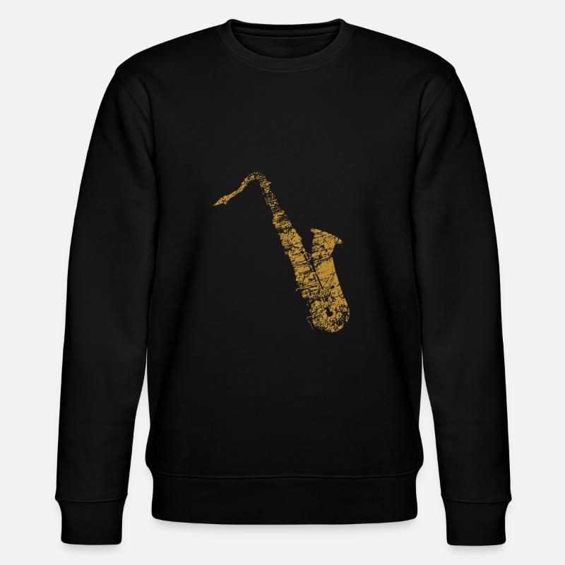 Saxofon Saxophone golden distressed - Stanley/Stella Unisex Bio-Sweatshirt CHANGER  - Schwarz