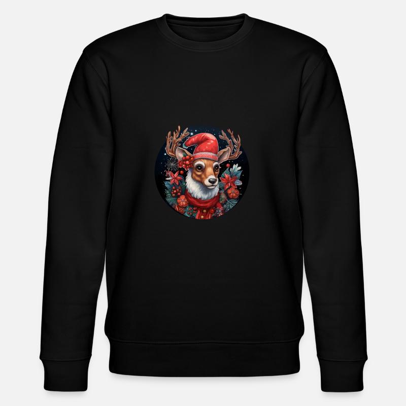Weihnachtshirsch - Stanley/Stella Unisex Bio-Sweatshirt CHANGER  - Schwarz