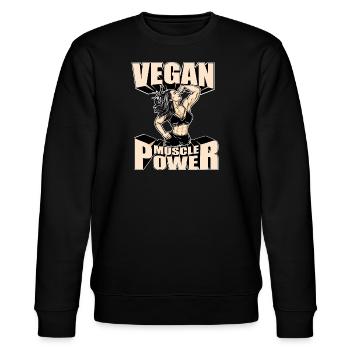 Vegan Muscle Power Strong and Energy - Stanley/Stella CHANGER Unisex Organic Sweatshirt - black - Front - Nik (191cm) & Marisol (170cm)