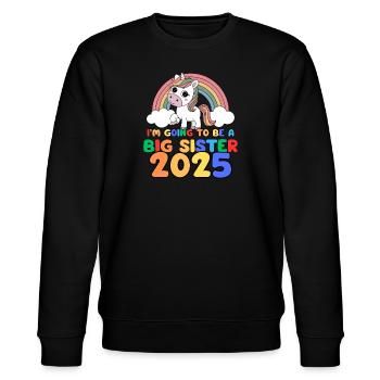 I'm Going To Be A Big Sister 2025 - Stanley/Stella Unisex Bio-Sweatshirt CHANGER  - Schwarz - Vorne - Nik (191cm) & Marisol (170cm)