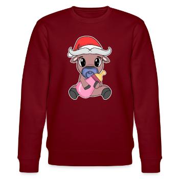 Ox Baby Christmas - Stanley/Stella CHANGER Unisex Organic Sweatshirt - burgundy - Front - Nik (191cm) & Marisol (170cm)