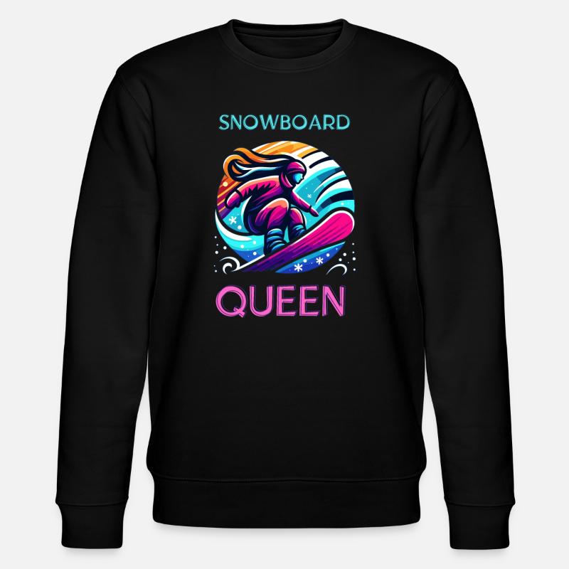Neon Snowboard Queen Illustration - Stanley/Stella CHANGER Unisex Organic Sweatshirt - black