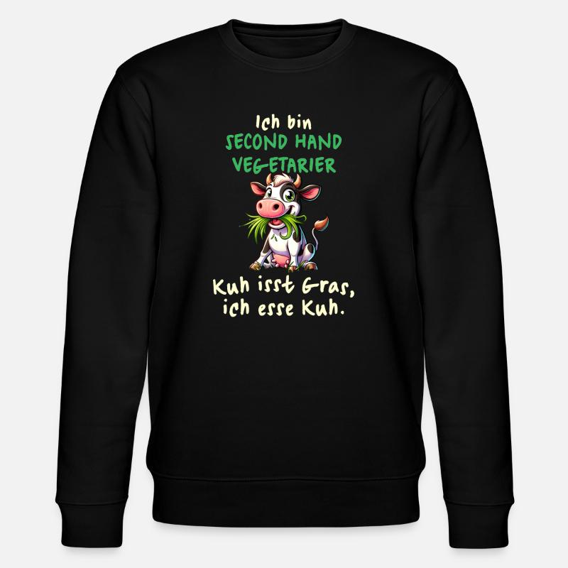 Second Hand Vegetarier – Lustiges Kuh-Design - Stanley/Stella Unisex Bio-Sweatshirt CHANGER - Schwarz