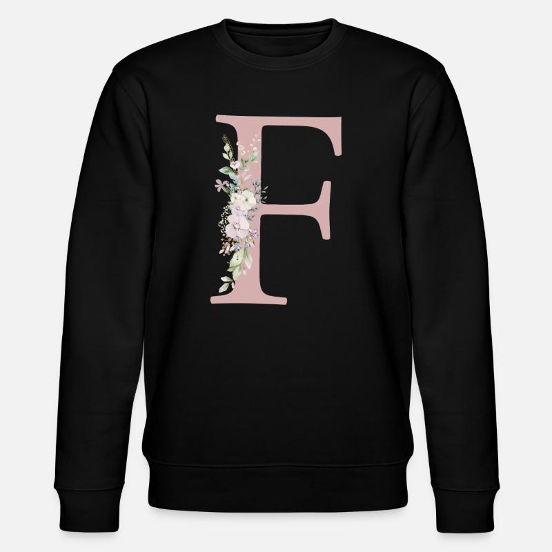 F Monogramm, Floral, personalisierbar - Stanley/Stella Unisex Bio-Sweatshirt CHANGER  - Schwarz