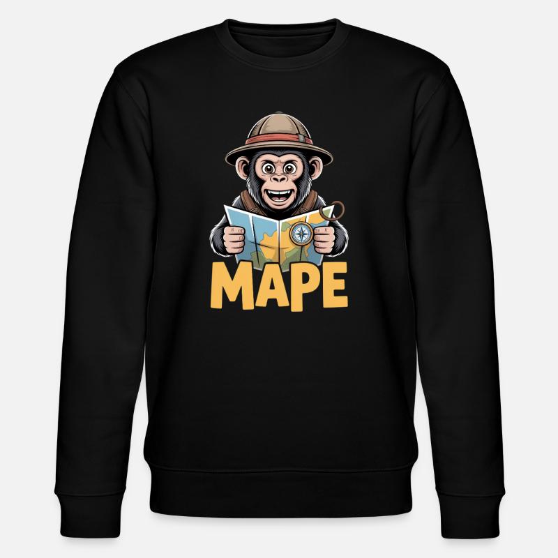 MAPE Abenteuer Affe Karte Kompass Entdecker - Stanley/Stella Unisex Bio-Sweatshirt CHANGER  - Schwarz