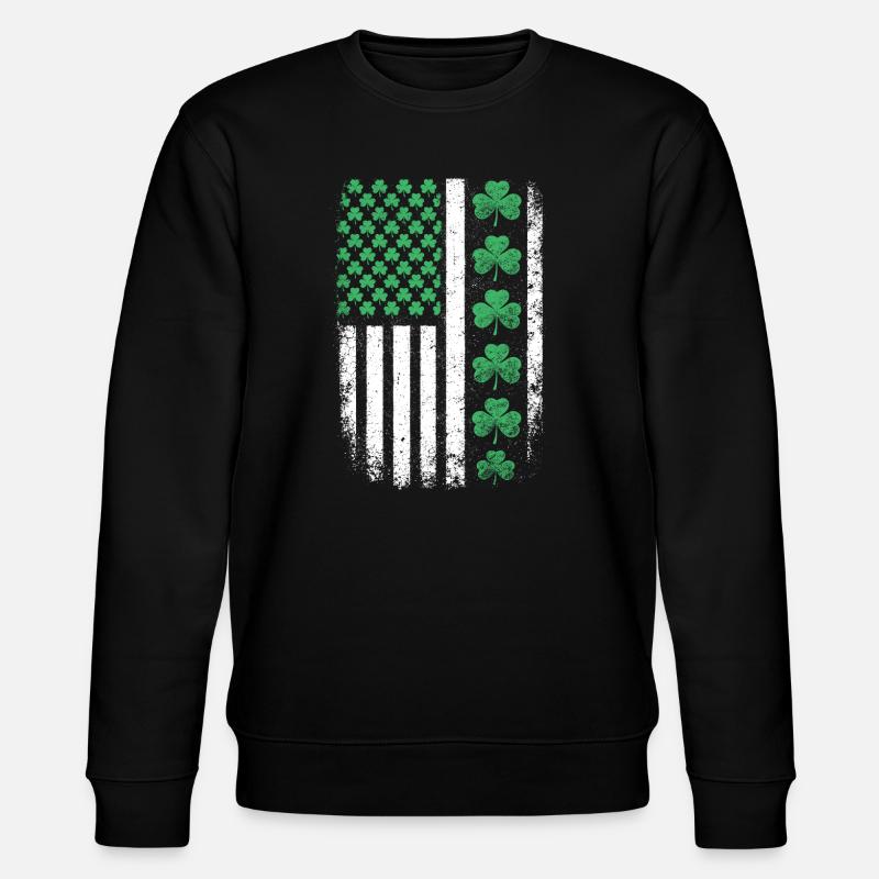 St Patrick Shamrock USA-Flagge - Stanley/Stella Unisex Bio-Sweatshirt CHANGER  - Schwarz