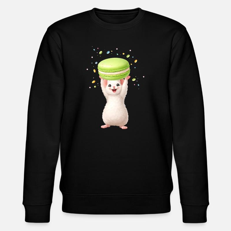 Cute mouse with green macaron - Stanley/Stella CHANGER Unisex Organic Sweatshirt - black