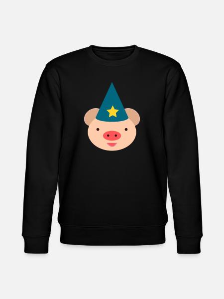 Piggy Magic Hat Cartoon - Stanley/Stella CHANGER Unisex Organic Sweatshirt - black