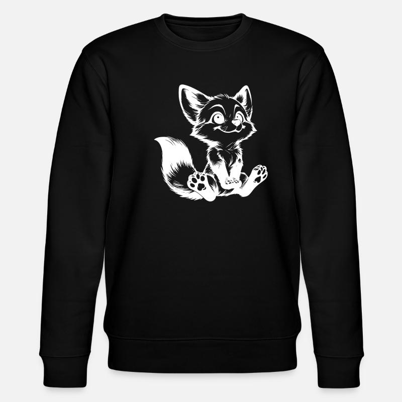 Curious Fox Drawing Seated Fox - Stanley/Stella CHANGER Unisex Organic Sweatshirt - black