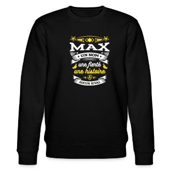 MAX UN NOM UNE FIERTÉ AUCUN RIVAL - Sweat bio CHANGER Stanley/Stella Unisexe - noir - Devant - Nik (191cm) & Marisol (170cm)