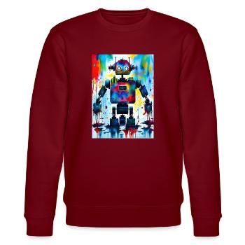 Kunst Roboter Farbenfroh - Stanley/Stella Unisex Bio-Sweatshirt CHANGER  - Burgunderrot - Vorne - Nik (191cm) & Marisol (170cm)