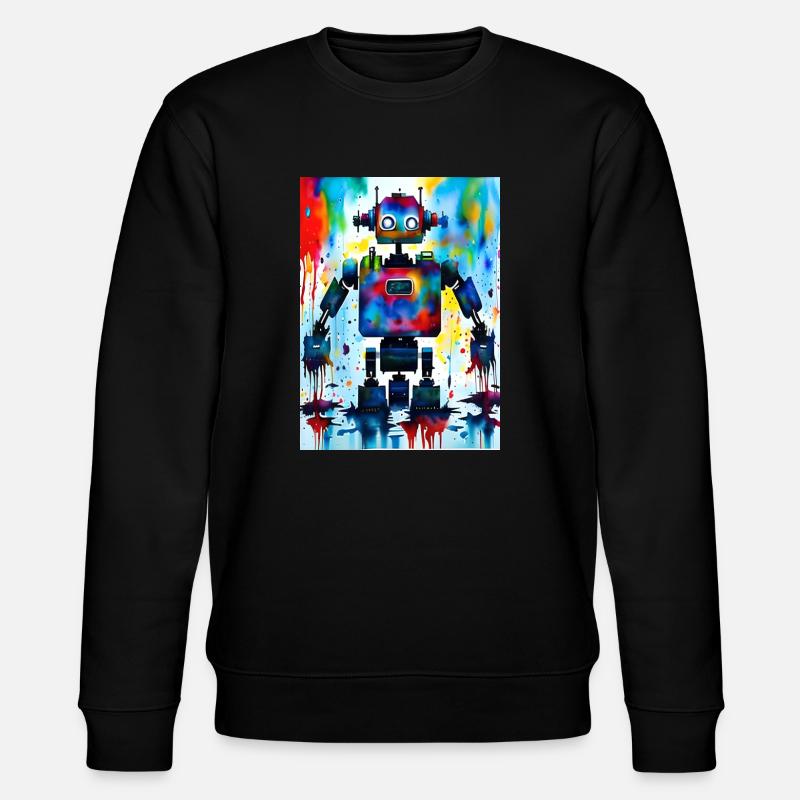 Kunst Roboter Farbenfroh - Stanley/Stella Unisex Bio-Sweatshirt CHANGER  - Schwarz