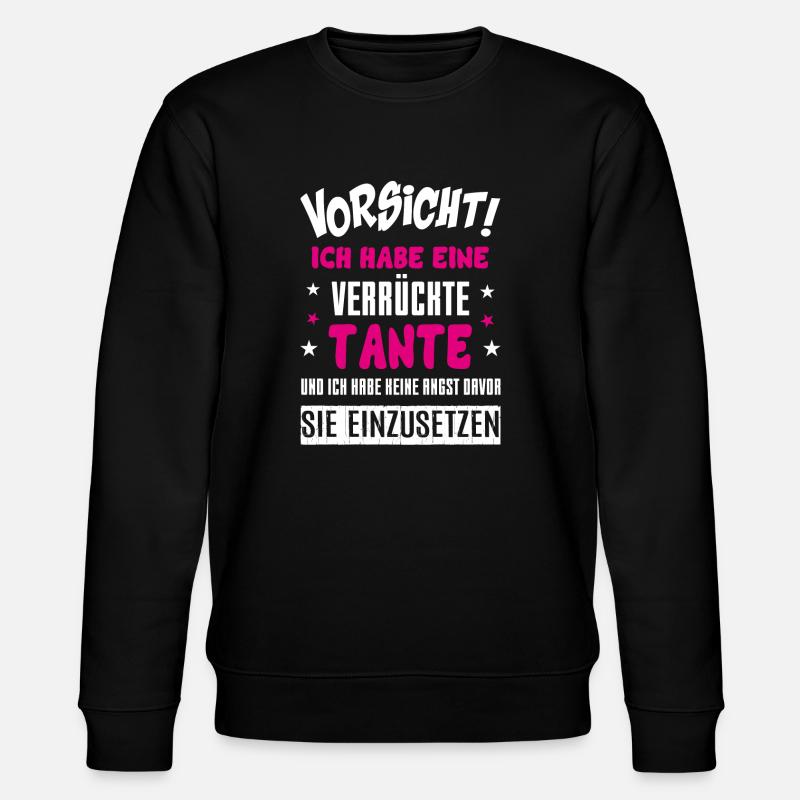 Verrückte Tante - Stanley/Stella Unisex Bio-Sweatshirt CHANGER  - Schwarz