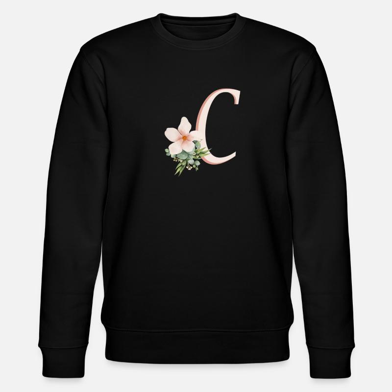 Lettre C avec fleur - Sweat bio CHANGER Stanley/Stella Unisexe - noir