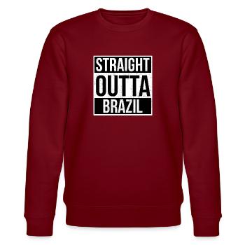 Straight Outta Brazil - Stanley/Stella Unisex Bio-Sweatshirt CHANGER  - Burgunderrot - Vorne - Nik (191cm) & Marisol (170cm)
