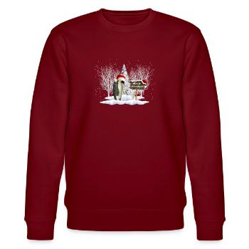 Pinguin Weihnachten - Stanley/Stella Unisex Bio-Sweatshirt CHANGER  - Burgunderrot - Vorne - Nik (191cm) & Marisol (170cm)