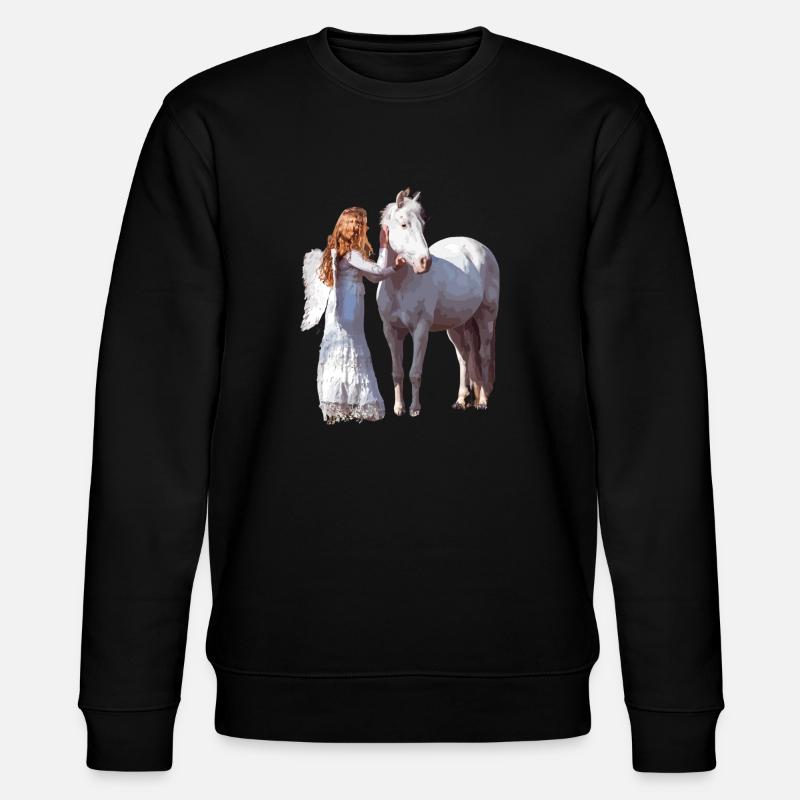Cheval heureux avec ange - Sweat bio CHANGER Stanley/Stella Unisexe - noir