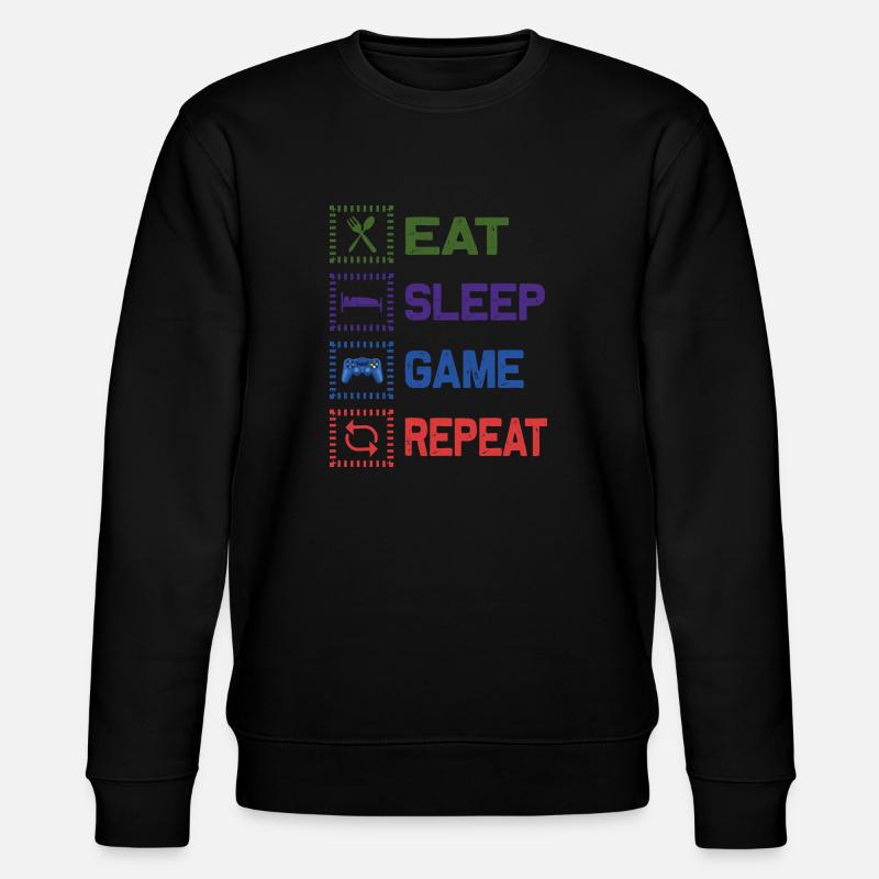 EAT SLEEP GAME REPEAT Design - Stanley/Stella Unisex Bio-Sweatshirt CHANGER  - Schwarz