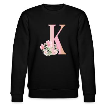 Buchstabe K mit Blumen - Stanley/Stella Unisex Bio-Sweatshirt CHANGER  - Schwarz - Vorne - Nik (191cm) & Marisol (170cm)