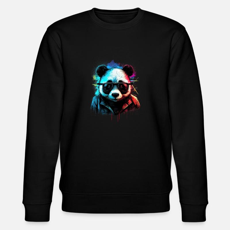 Futuristischer Panda - Stanley/Stella Unisex Bio-Sweatshirt CHANGER  - Schwarz