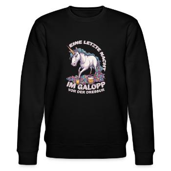 JGA | Eine letzte Nacht im Galopp, vor der Dressur - Stanley/Stella Unisex Bio-Sweatshirt CHANGER  - Schwarz - Vorne - Nik (191cm) & Marisol (170cm)