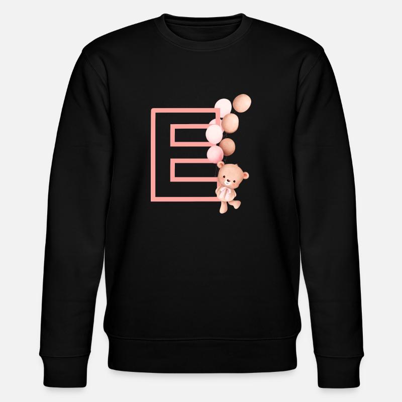 Letter e pink bear - Stanley/Stella CHANGER Unisex Organic Sweatshirt - black