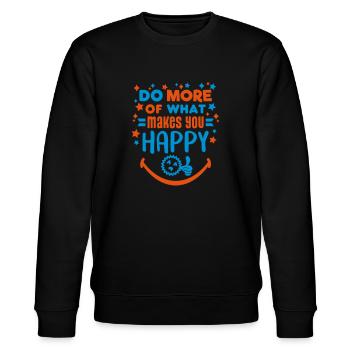 Make Happy (Schriftzug, Sterne) - Stanley/Stella Unisex Bio-Sweatshirt CHANGER  - Schwarz - Vorne - Nik (191cm) & Marisol (170cm)