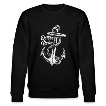 Ostsee Liebe Anker used-look vintage - Stanley/Stella Unisex Bio-Sweatshirt CHANGER  - Schwarz - Vorne - Nik (191cm) & Marisol (170cm)