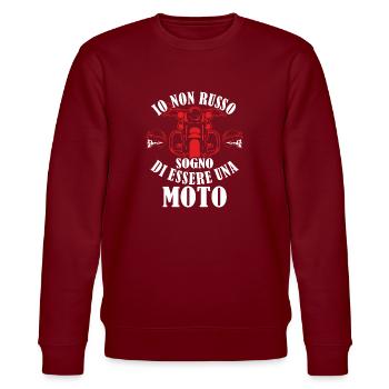 Ich träume nicht davon, ein Motorrad zu sein - Stanley/Stella Unisex Bio-Sweatshirt CHANGER  - Burgunderrot - Vorne - Nik (191cm) & Marisol (170cm)