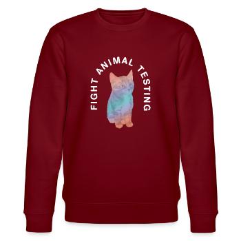 Fight animal testing I Tierversuche - Stanley/Stella Unisex Bio-Sweatshirt CHANGER  - Burgunderrot - Vorne - Nik (191cm) & Marisol (170cm)
