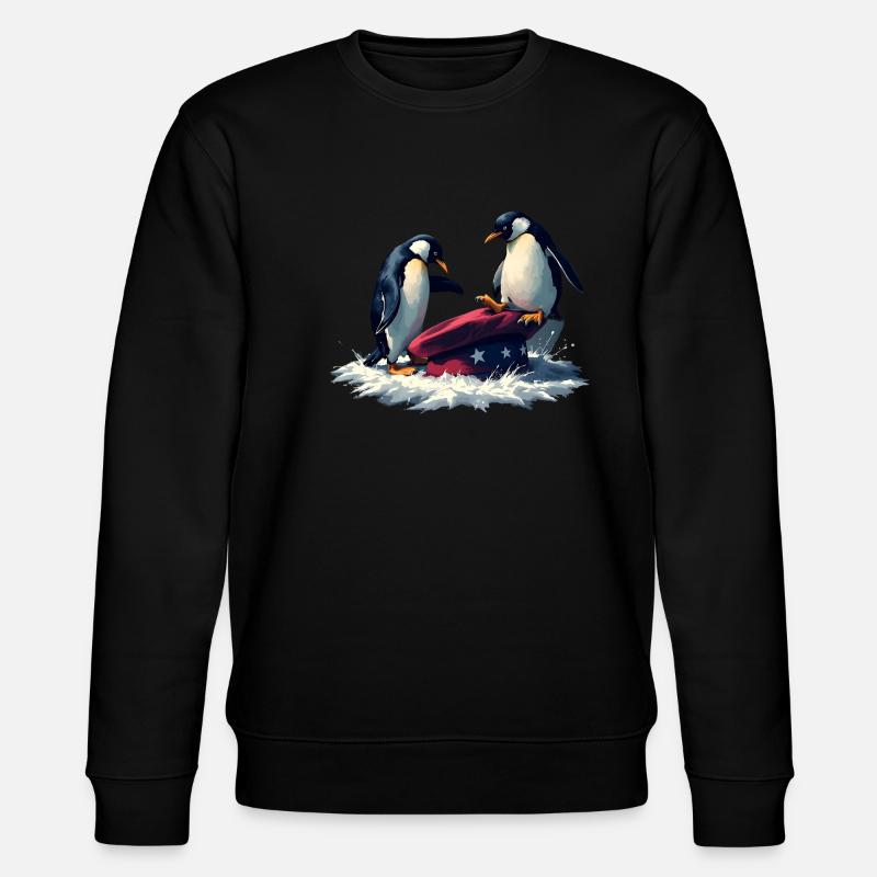 Resist Penguin Grunge Protest - Stanley/Stella Unisex Bio-Sweatshirt CHANGER  - Schwarz