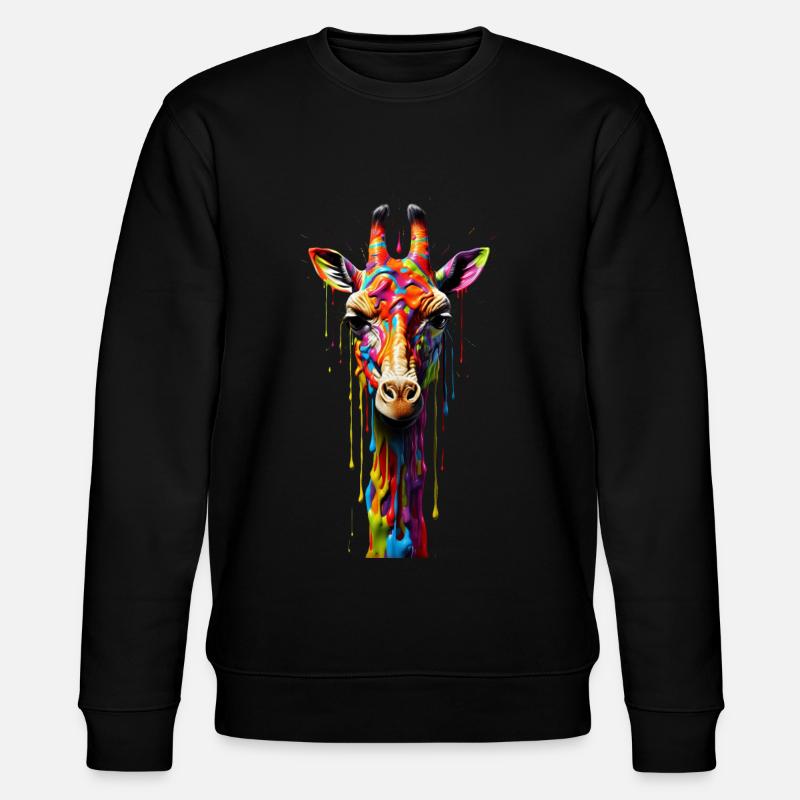 Rainbow Giraffe - Stanley/Stella CHANGER Unisex Organic Sweatshirt - black