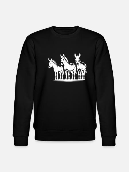 Donkey Friends Group Portrait - Stanley/Stella CHANGER Unisex Organic Sweatshirt - black