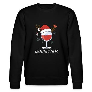 Partner Pullover WEINTIER und RENBIER Weihnachten - Stanley/Stella Unisex Bio-Sweatshirt CHANGER  - Schwarz - Vorne - Nik (191cm) & Marisol (170cm)