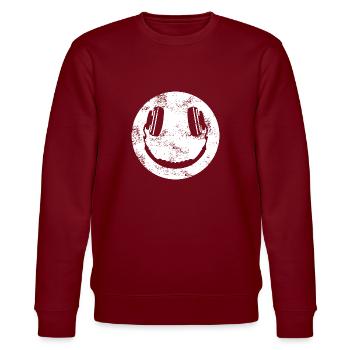 Techno - Music - Headphones - EDM - Rave - Stanley/Stella CHANGER Unisex Organic Sweatshirt - burgundy - Front - Nik (191cm) & Marisol (170cm)