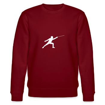 Fechter - Geschenkidee - Stanley/Stella Unisex Bio-Sweatshirt CHANGER  - Burgunderrot - Vorne - Nik (191cm) & Marisol (170cm)
