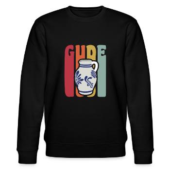 vintage retro Gude Bembel Apfelwein Spruch - Stanley/Stella Unisex Bio-Sweatshirt CHANGER  - Schwarz - Vorne - Nik (191cm) & Marisol (170cm)